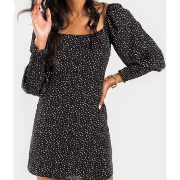 Mi Ami milkmaid polka dot smocked dress dark fairycore Dark Coquette Size Small - Picture 1 of 8